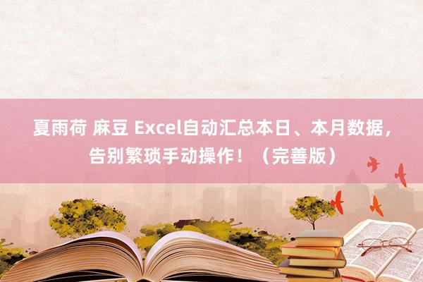 夏雨荷 麻豆 Excel自动汇总本日、本月数据，告别繁琐手动操作！（完善版）